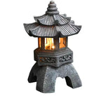 30 cm Solar LED Japanese Garden Lantern in Weather-Resistant Resin