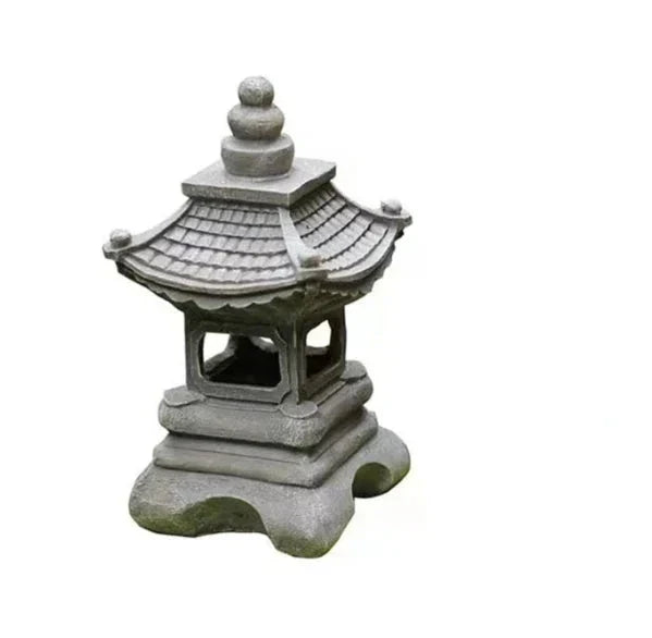 30 cm Solar LED Japanese Garden Lantern in Weather-Resistant Resin