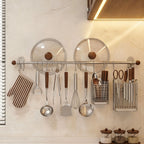 304 Stainless Steel Kitchen Utensil Rail with Hooks, 40–80 cm