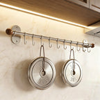 304 Stainless Steel Kitchen Utensil Rail with Hooks, 40–80 cm
