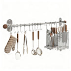 304 Stainless Steel Kitchen Utensil Rail with Hooks, 40–80 cm
