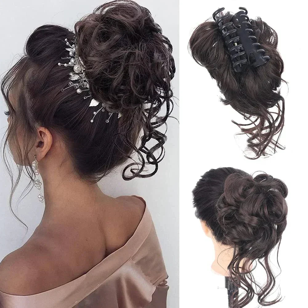 Curly Hair Bun Clip-in Hair Piece - Synthetic Hair, Natural Look, Volume, view 6