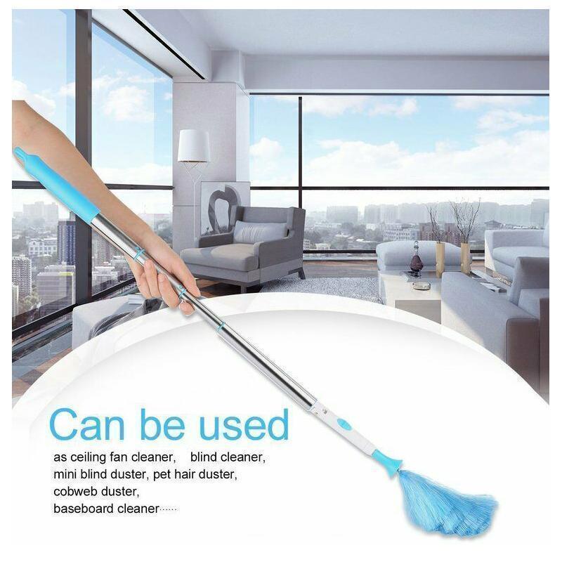 360° Rotatable Electric Spin Duster with 2 Brushes and Extension Rods