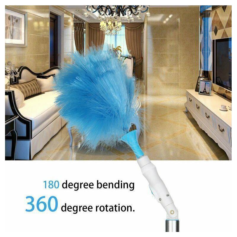 360° Rotatable Electric Spin Duster with 2 Brushes and Extension Rods