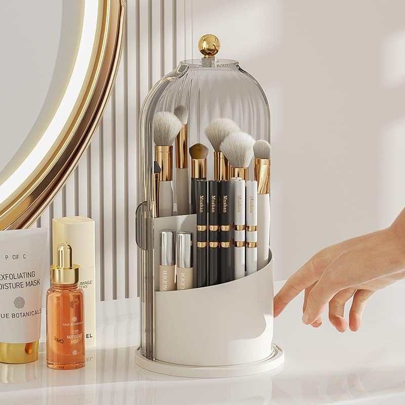 360° Rotating Transparent Plastic Makeup Brush Organiser, 15 x 15 x 25 cm