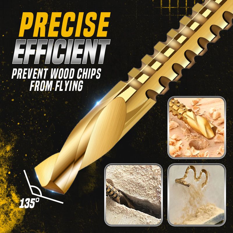 Titanium-Coated High-Speed Steel Drill Bits with Tags (6 pcs) - 3-8 mm Sizes, view 2