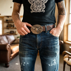 Metal Oval Cowboys Belt Buckle - Zinc Alloy, 3.03 x 2.36 Inch, view 7