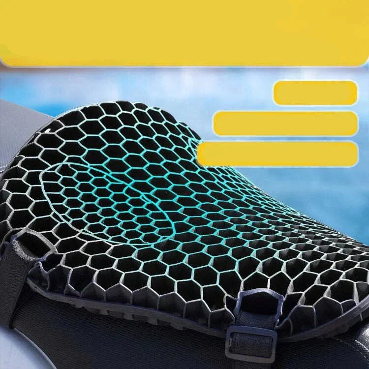 3D Honeycomb Motorcycle Seat Cushion, Elastic Polymer Gel and Breathable Cloth