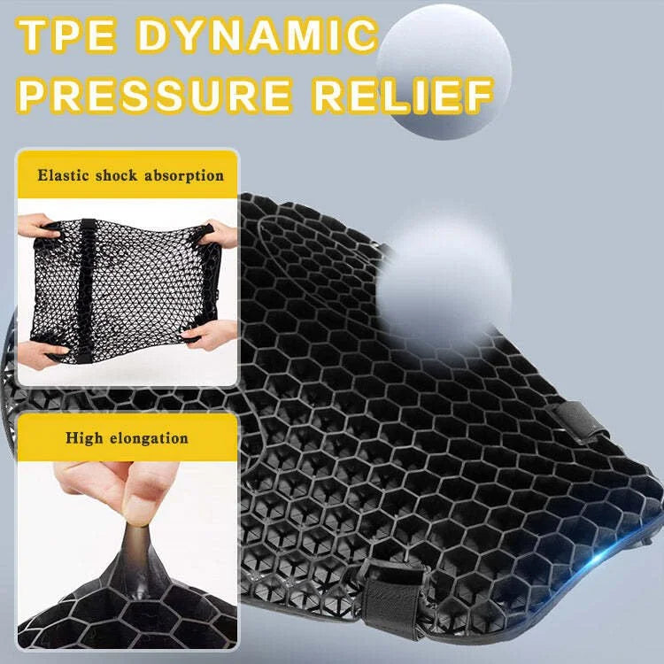 3D Honeycomb Motorcycle Seat Cushion, Elastic Polymer Gel and Breathable Cloth