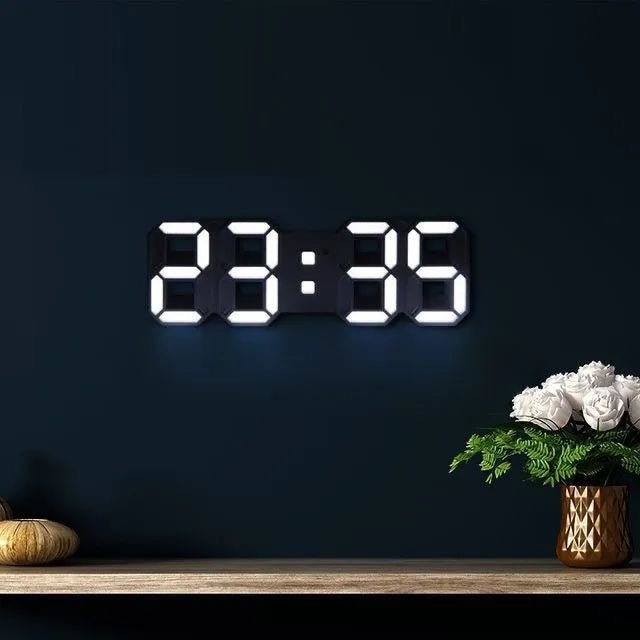 3D LED Digital Wall Clock with Adjustable Lighting