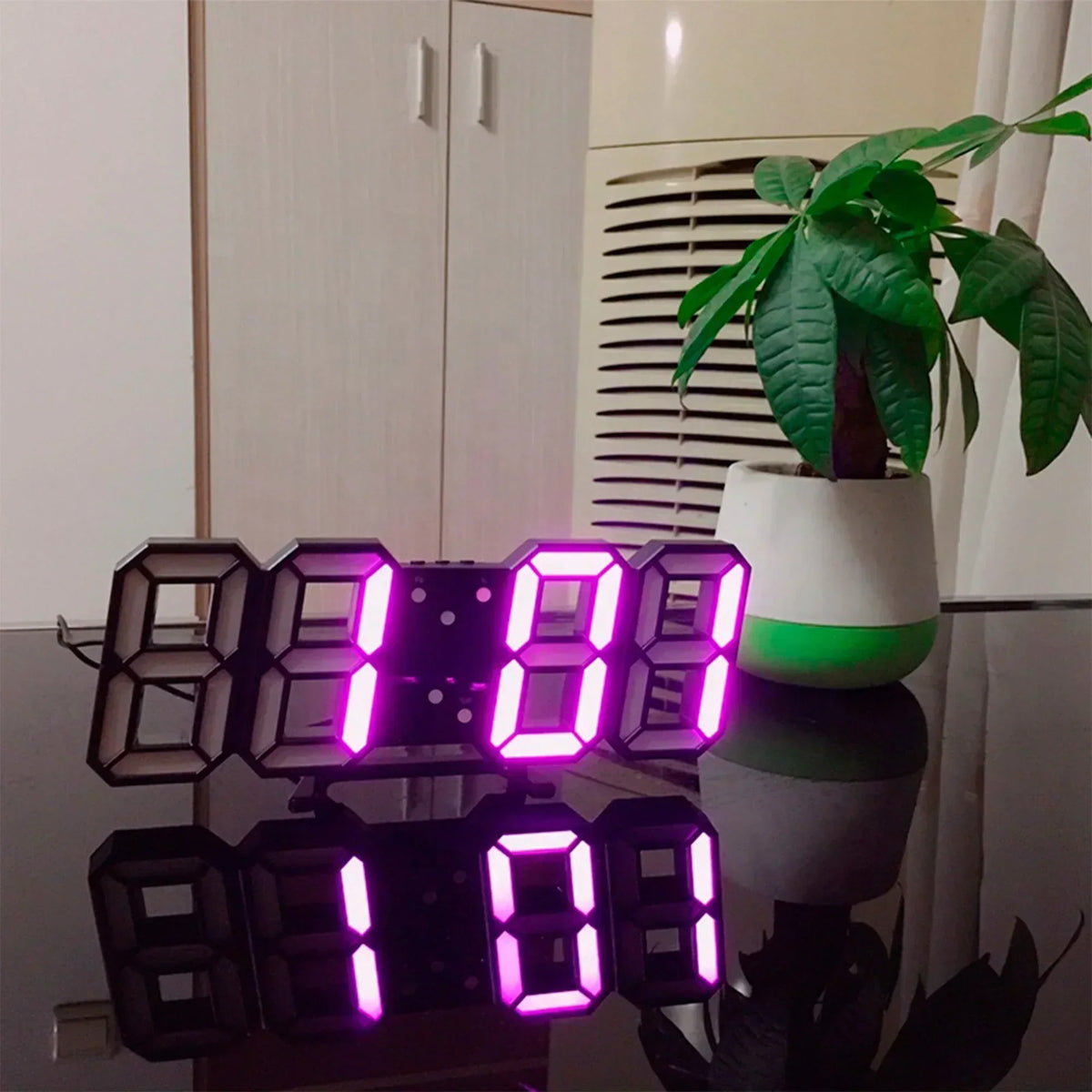 3D LED Digital Wall Clock with Adjustable Lighting
