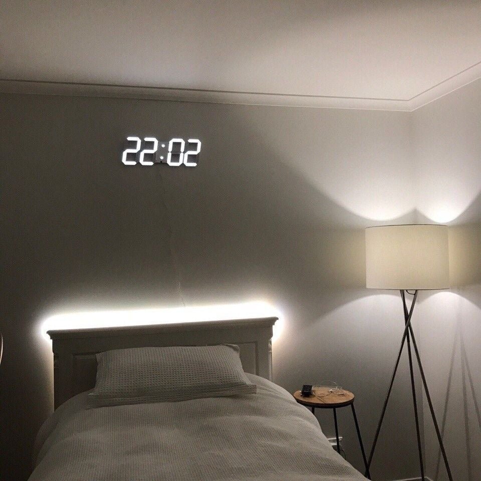 3D LED Digital Wall Clock with Adjustable Lighting