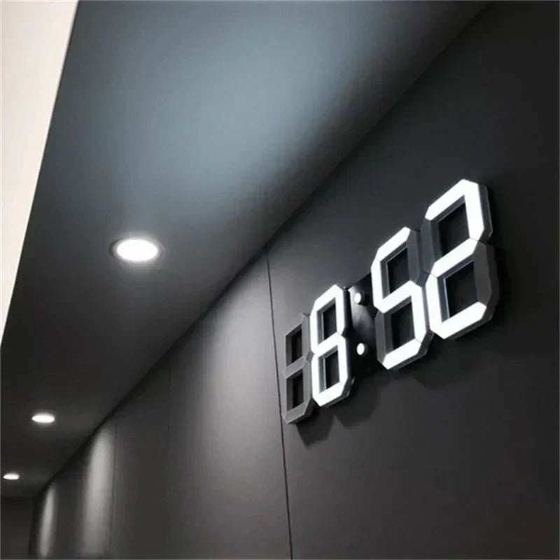 3D LED Digital Wall Clock with Adjustable Lighting