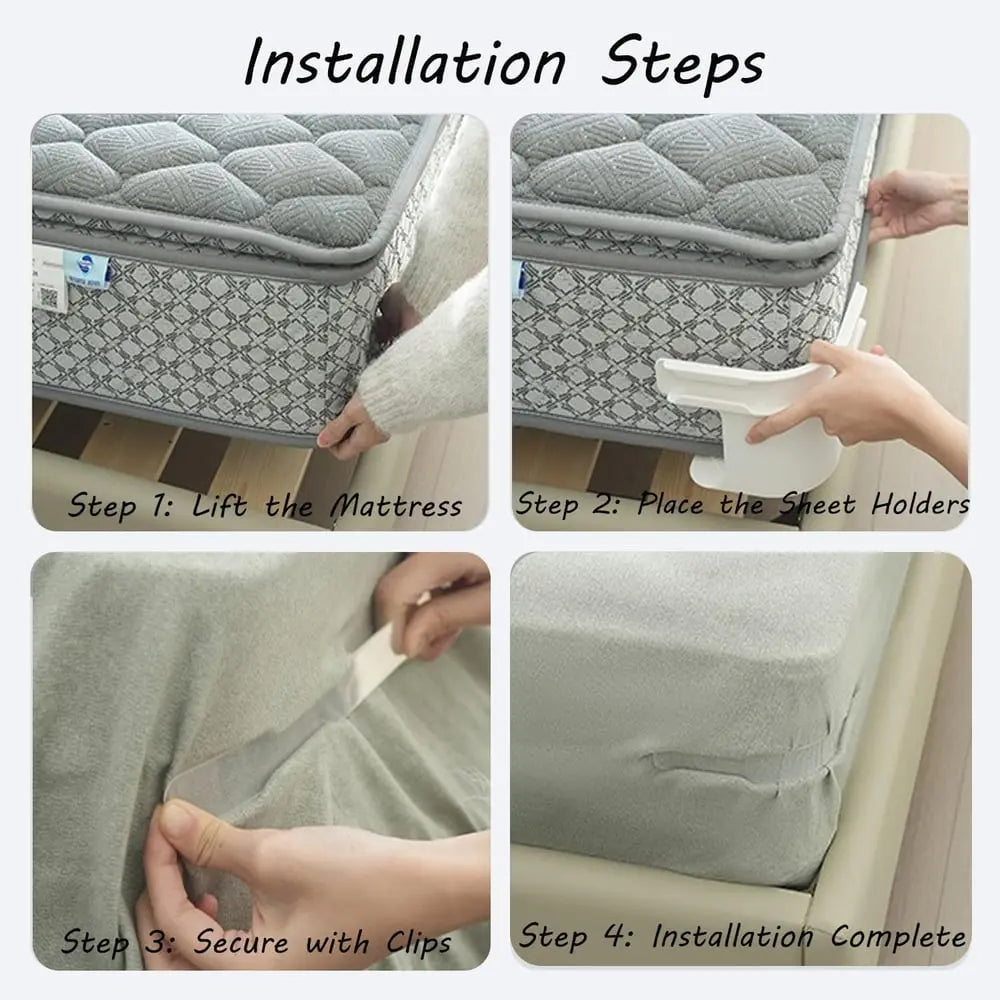 4-Piece ABS and PP Bed Sheet Holder Straps for Twin to King Beds