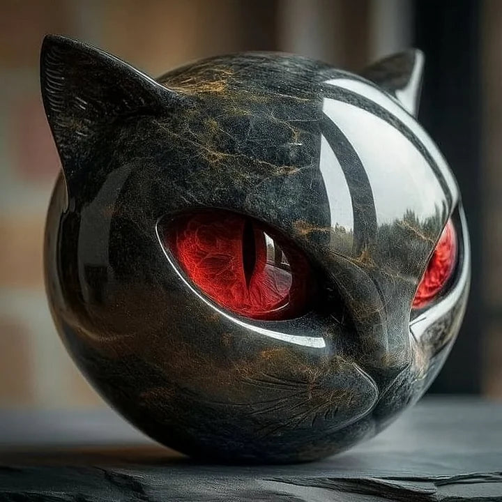 Black Cat Head Decorative Sculpture for Home or Desk - Hypnotic Eyes, view 9