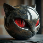 Black Cat Head Decorative Sculpture for Home or Desk - Hypnotic Eyes, view 9