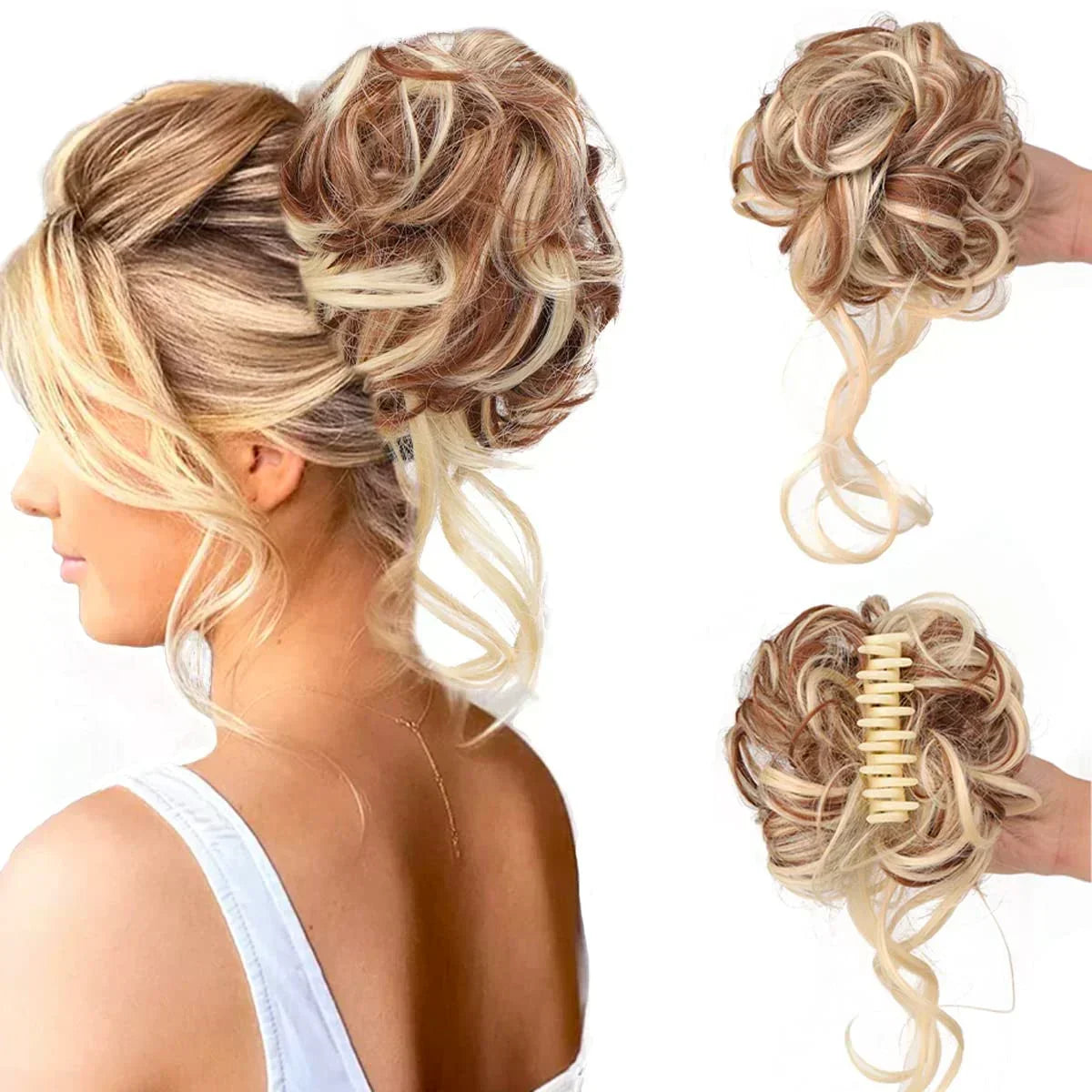 Curly Hair Bun Clip-in Hair Piece - Synthetic Hair, Natural Look, Volume, view 10