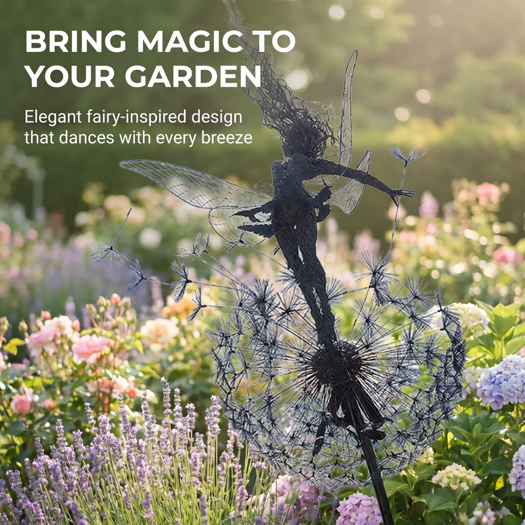 Dancing Fairy Statue Steel Garden Spinner - 31.5 in, Metal, Polyethylene, view 3