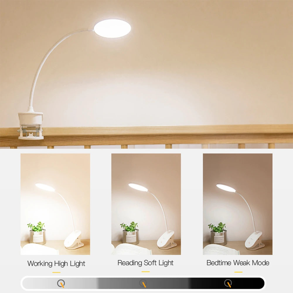 Wireless Bedside Clip-On LED Lamp - USB Rechargeable, 1200mAh Battery, view 3