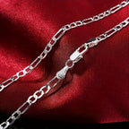 4mm Silver-Plated Copper Triple Figaro Cuban Link Necklace