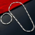 4mm Silver-Plated Copper Triple Figaro Cuban Link Necklace