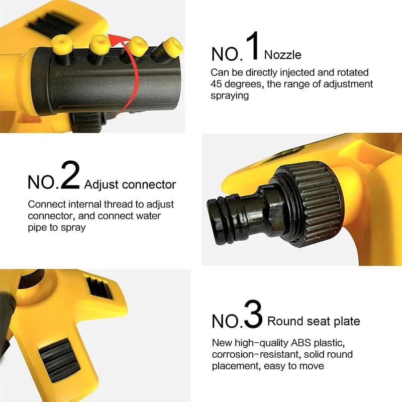 360° Rotating Lawn Sprinkler for Large Gardens - ABS Plastic, Yellow, view 2