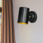 Farmhouse Black Metal Wall Lamp for Bedside - Cylindrical, Wall Mount, 6"
