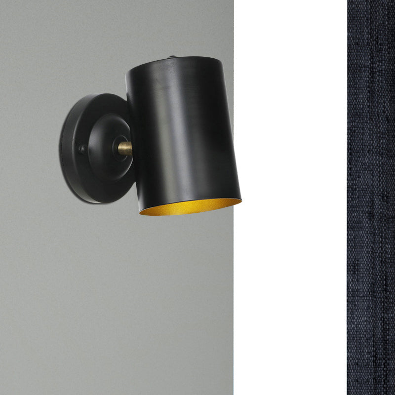 Farmhouse Black Metal Wall Lamp for Bedside - Cylindrical, Wall Mount, 6", view 2