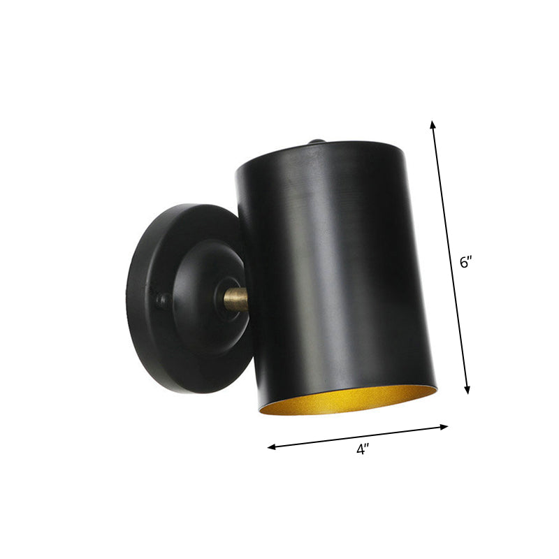 Farmhouse Black Metal Wall Lamp for Bedside - Cylindrical, Wall Mount, 6", view 6