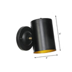 Farmhouse Black Metal Wall Lamp for Bedside - Cylindrical, Wall Mount, 6", view 6