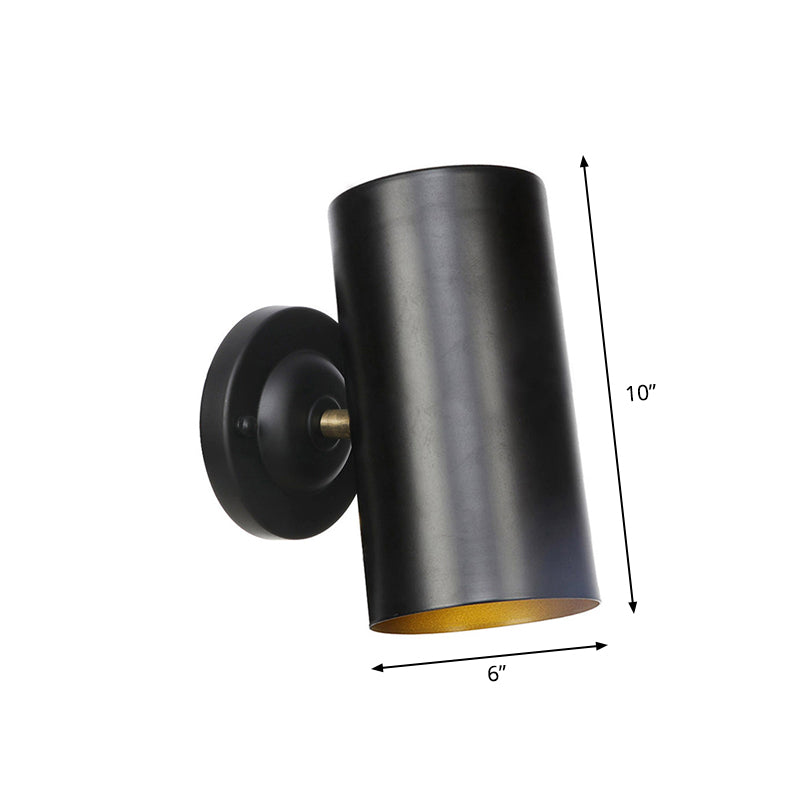Farmhouse Black Metal Wall Lamp for Bedside - Cylindrical, Wall Mount, 6", view 4