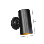 Farmhouse Black Metal Wall Lamp for Bedside - Cylindrical, Wall Mount, 6", view 4