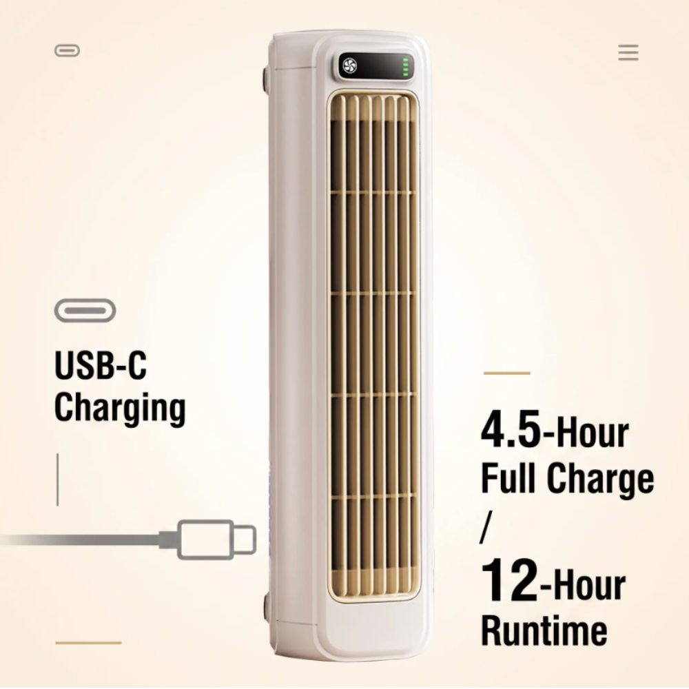 Wall-mounted Cooling Fan for Kitchen - ABS PVC, Usb-C Rechargeable, view 8