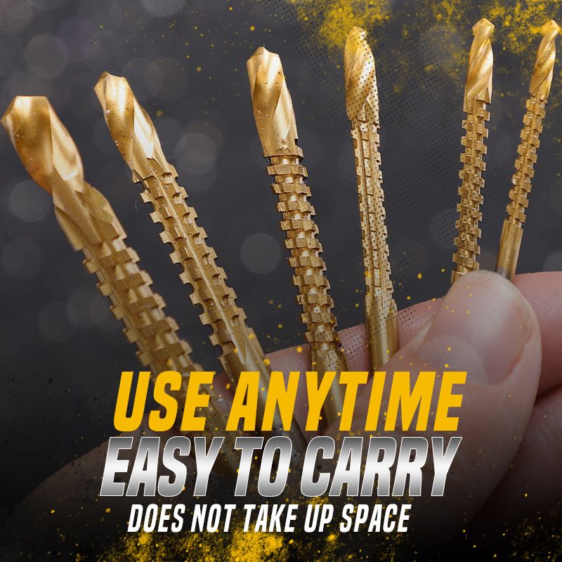 Titanium-Coated High-Speed Steel Drill Bits with Tags (6 pcs) - 3-8 mm Sizes, view 8