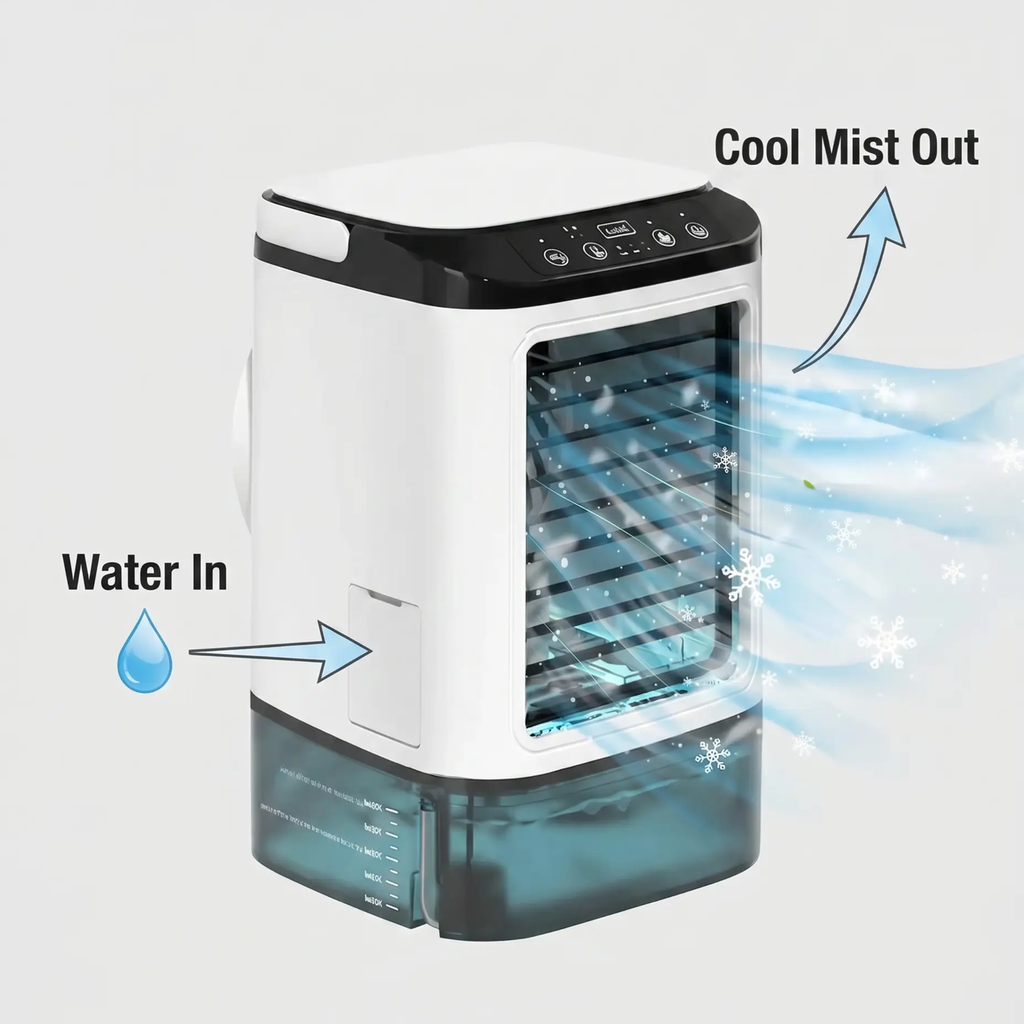3-Speed Portable Air Conditioner with Ultrasonic Cooling - Plug-In, Up to 15m², view 6