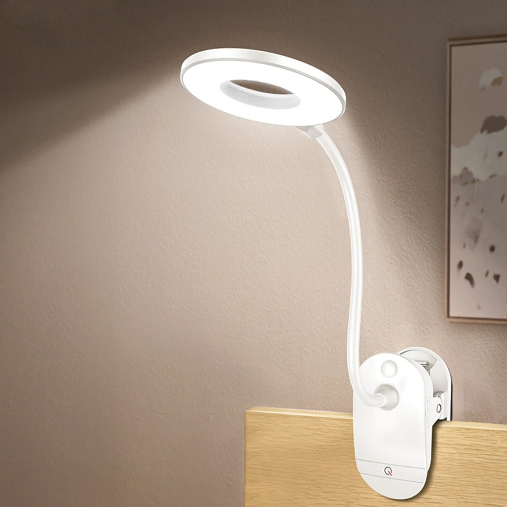 Wireless Bedside Clip-On LED Lamp - USB Rechargeable, 1200mAh Battery