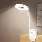 Wireless Bedside Clip-On LED Lamp - USB Rechargeable, 1200mAh Battery