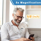 5X Hands-Free Neck Magnifier for Seniors, 13 cm Lens for Reading and Crafts