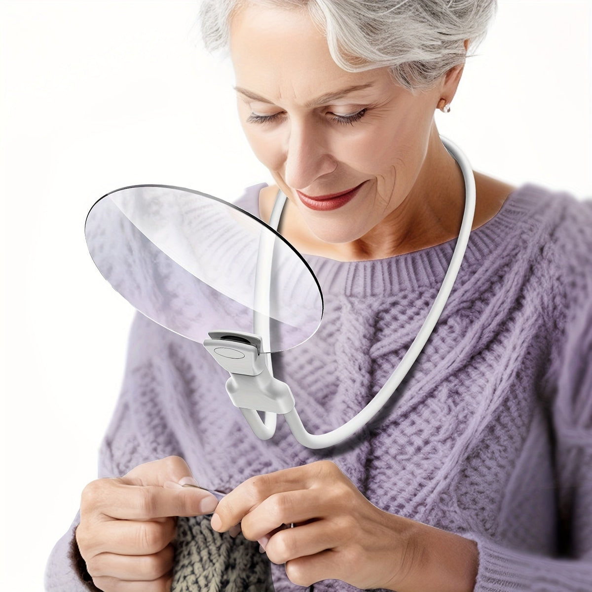 5X Hands-Free Neck Magnifier for Seniors, 13 cm Lens for Reading and Crafts