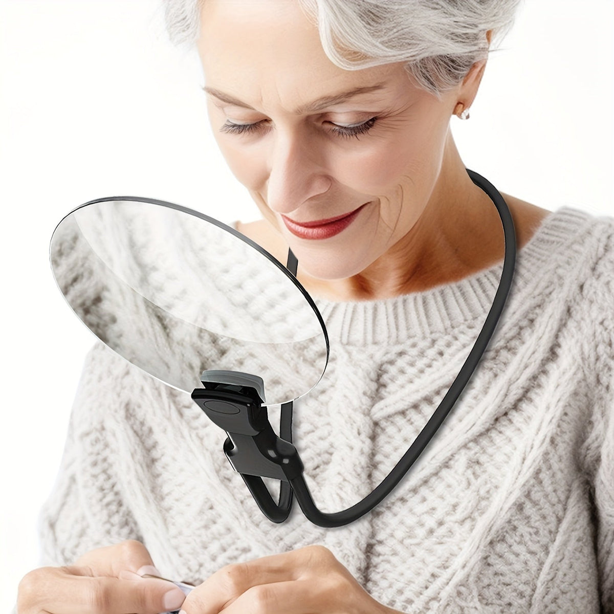 5X Hands-Free Neck Magnifier for Seniors, 13 cm Lens for Reading and Crafts
