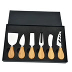 6-Piece Stainless Steel and Wood Cheese Knife Set for Charcuterie