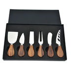 6-Piece Stainless Steel and Wood Cheese Knife Set for Charcuterie