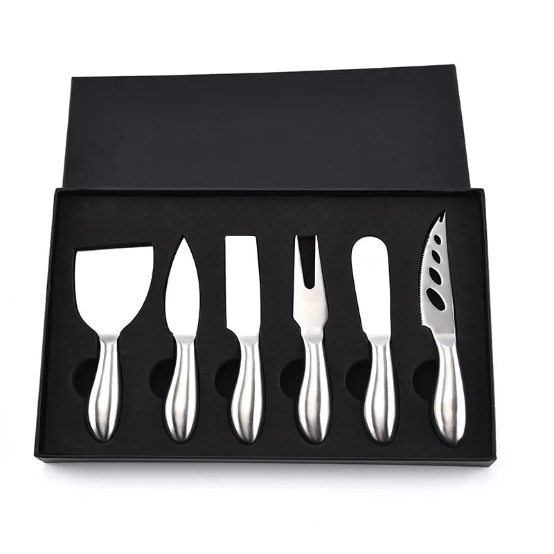 6-Piece Stainless Steel and Wood Cheese Knife Set for Charcuterie