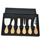 6-Piece Stainless Steel and Wood Cheese Knife Set for Charcuterie