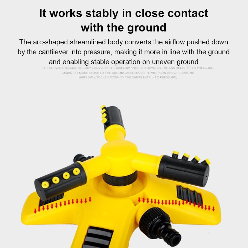 360° Rotating Lawn Sprinkler for Large Gardens - ABS Plastic, Yellow, view 5