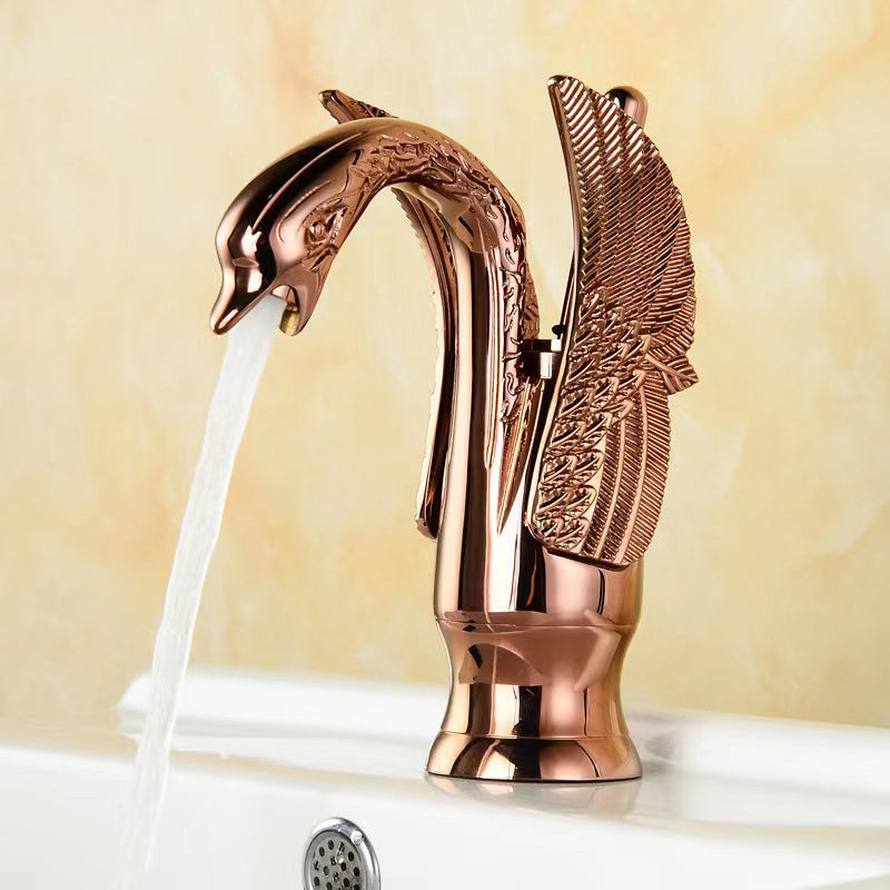 Full Brass Bathroom Basin Faucet - Single Lever Handle, Low Arc Spout, view 23