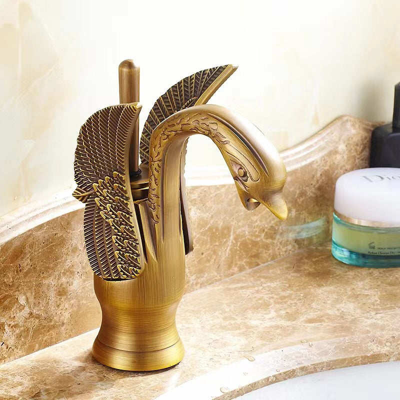 Full Brass Bathroom Basin Faucet - Single Lever Handle, Low Arc Spout