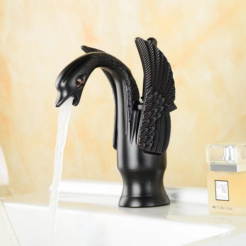 Full Brass Bathroom Basin Faucet - Single Lever Handle, Low Arc Spout, view 17