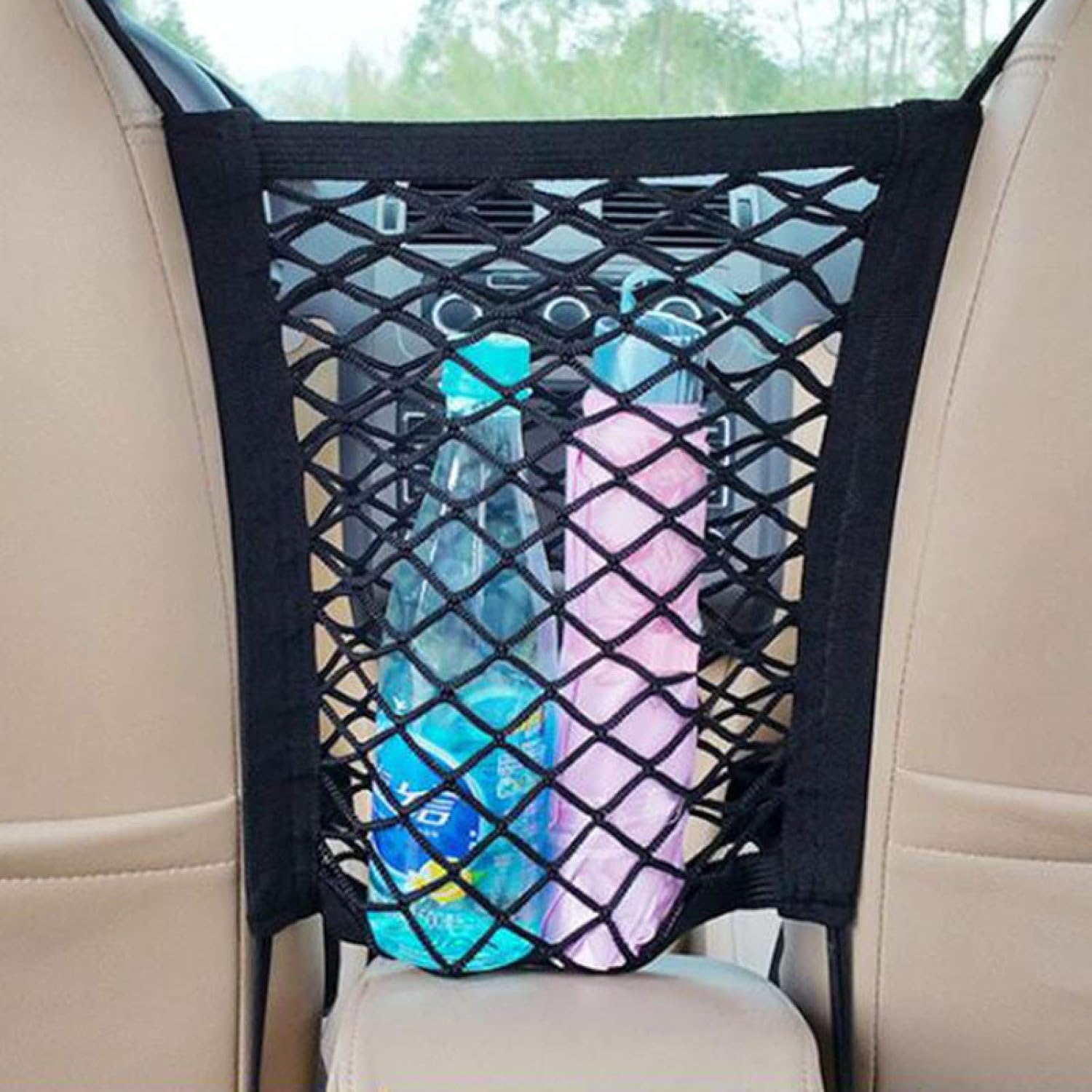 Stretchable Car Seat Divider and Storage Net with Pet Barrier - Mesh, 9.86 in, view 4