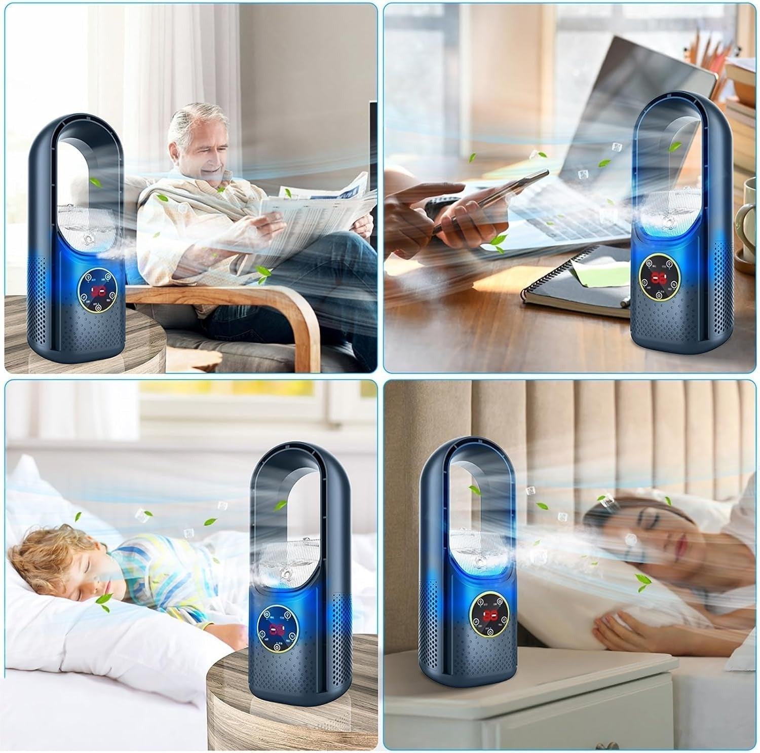 Bladeless Portable Fan for Home and Office - USB Powered, 30.5 cm, ABS, view 11
